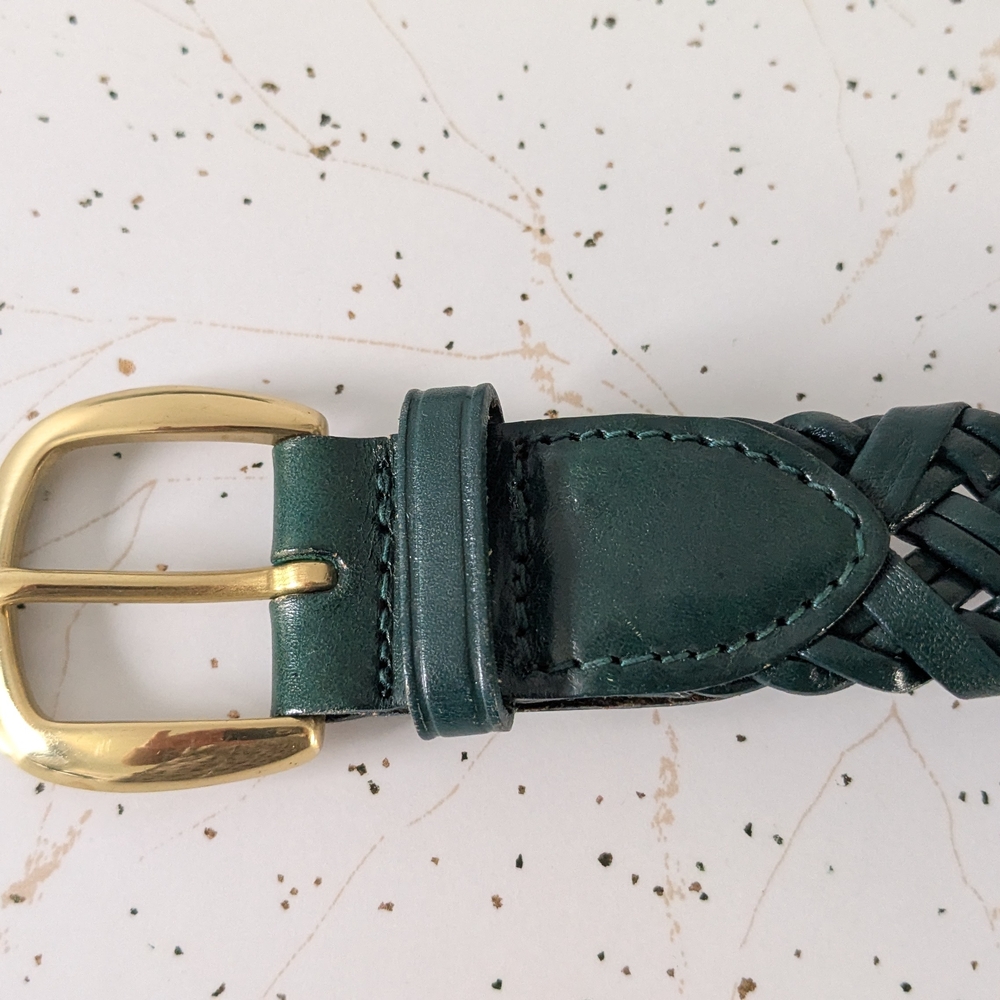 Talbots Green and Gold Braided Belt with Intricate Design - Picture 5 of 9